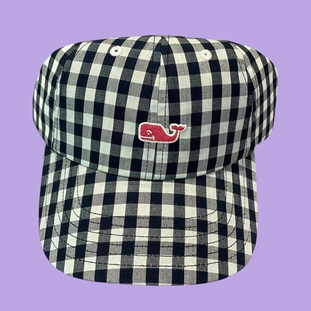 Kids Vineyard Vines gingham hat in deep bay NWT